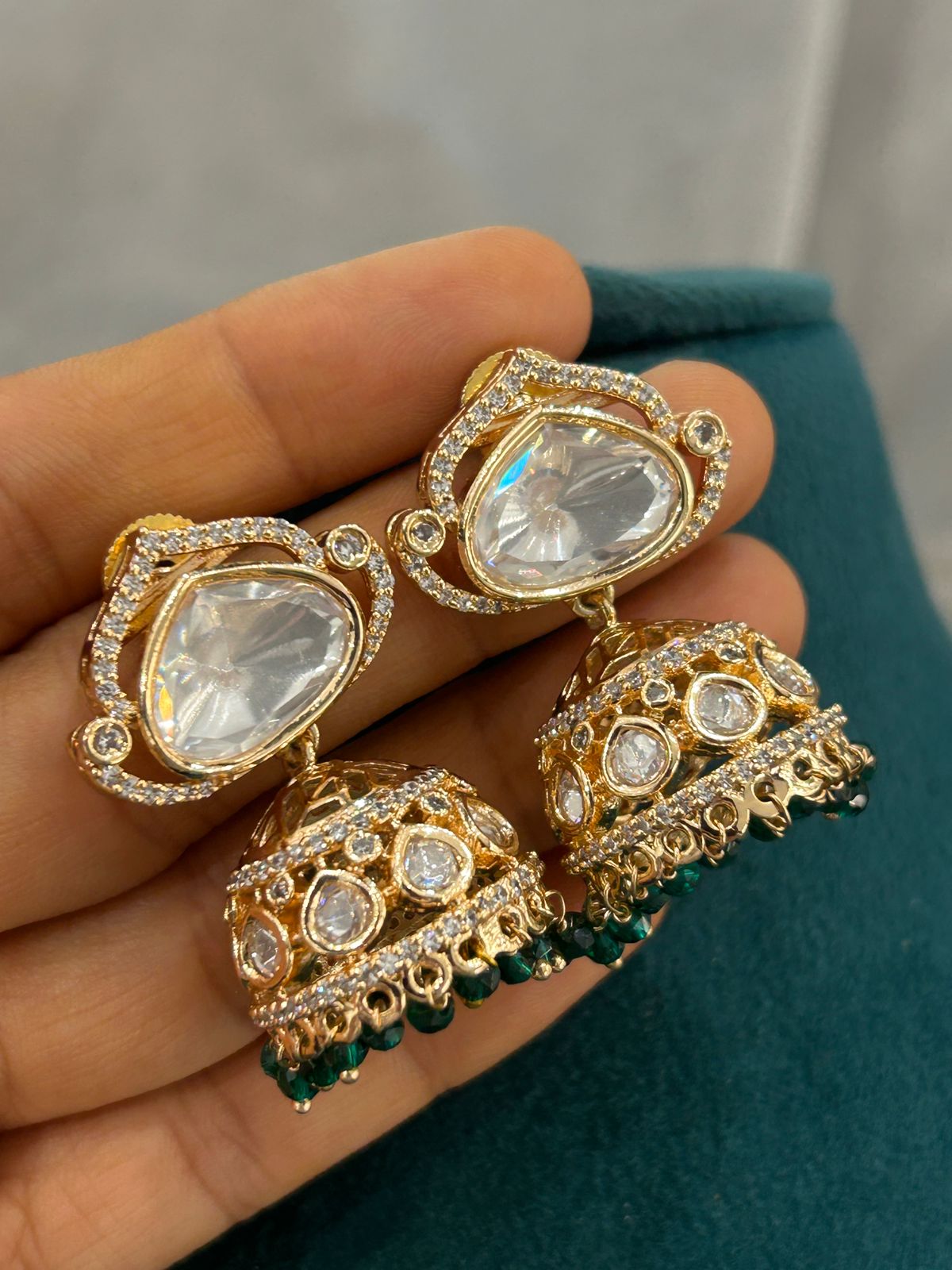 Royal Square Kundan Necklace with Jhumka Earrings